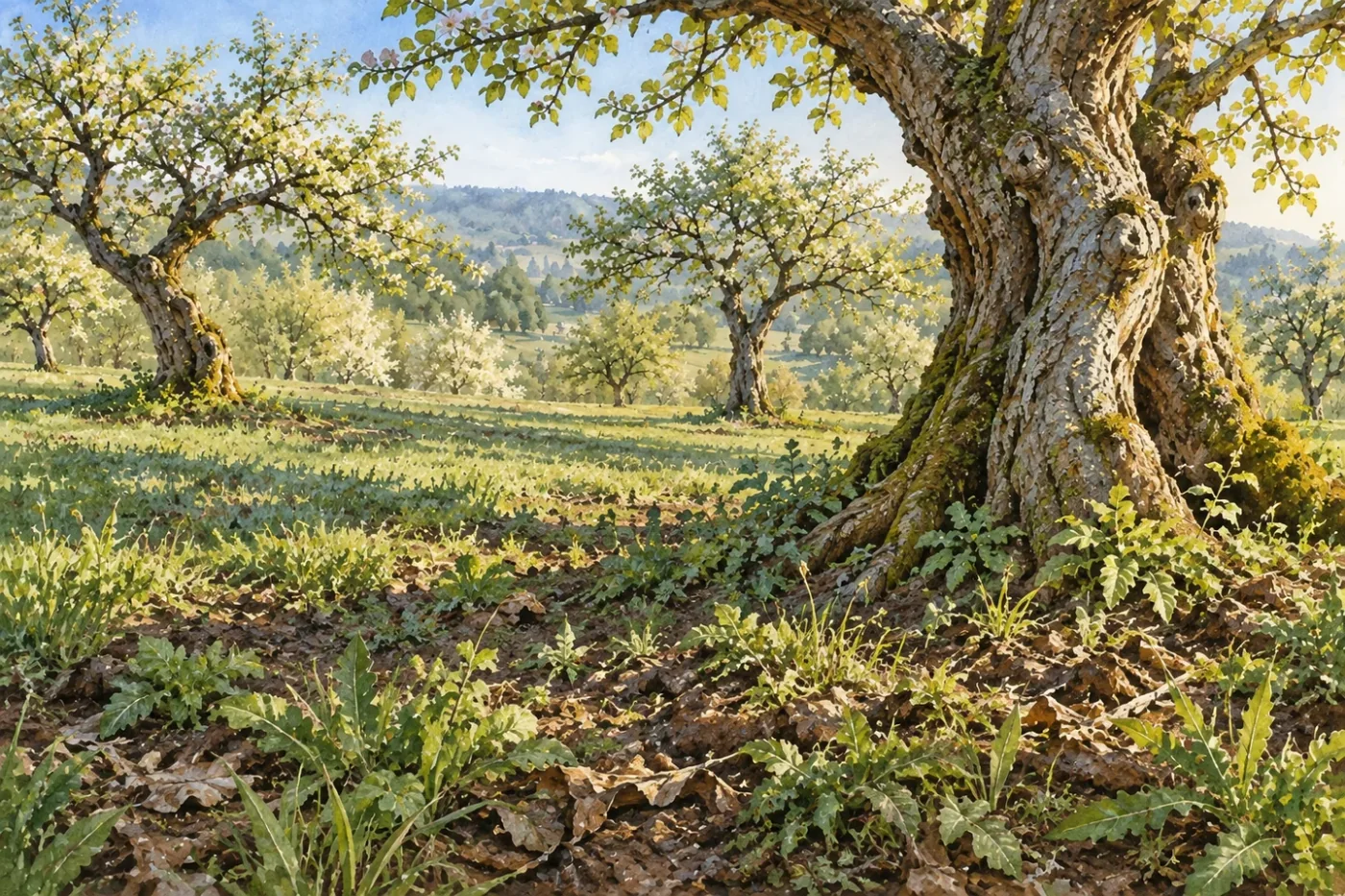Alter Obstgarten im Frühling, Günstige Bedingungen