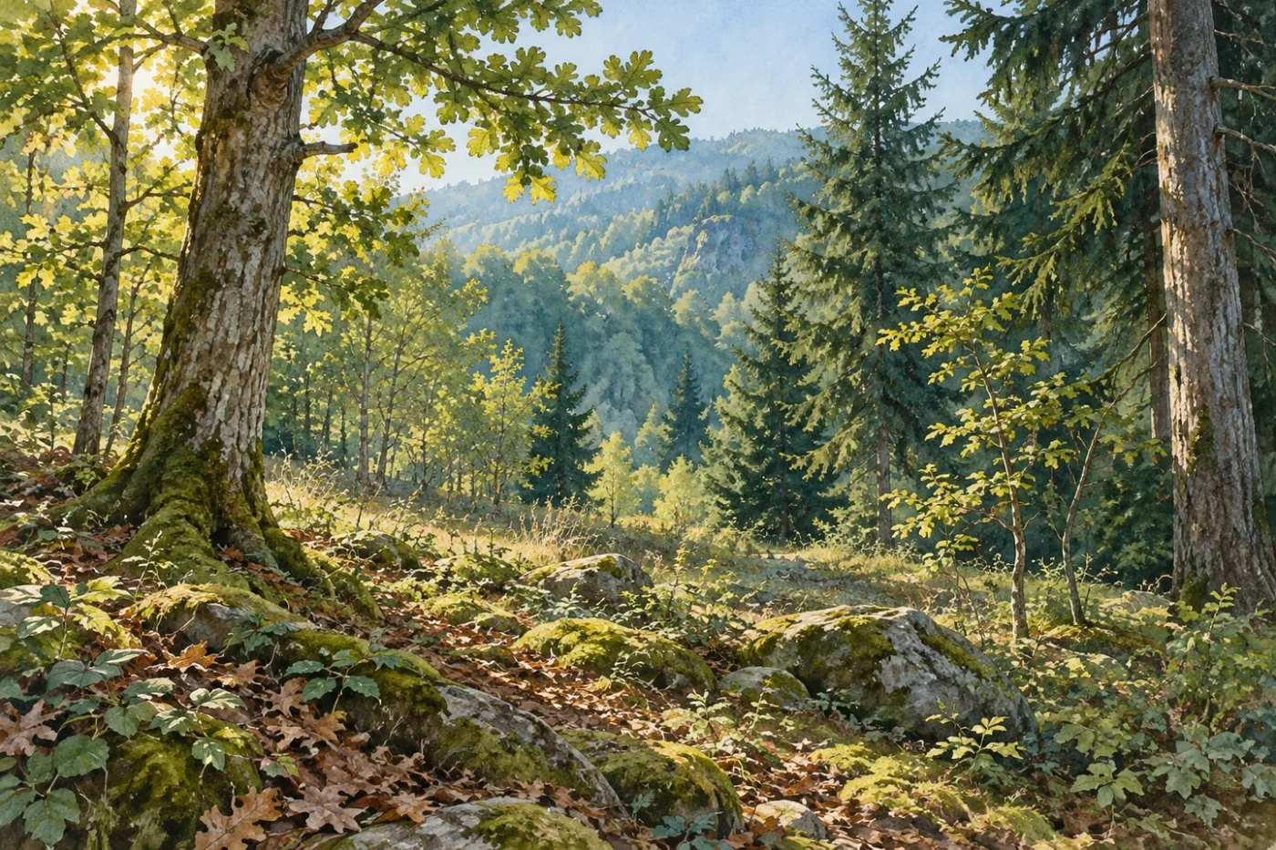 Borde de bosque mixto, Referencia