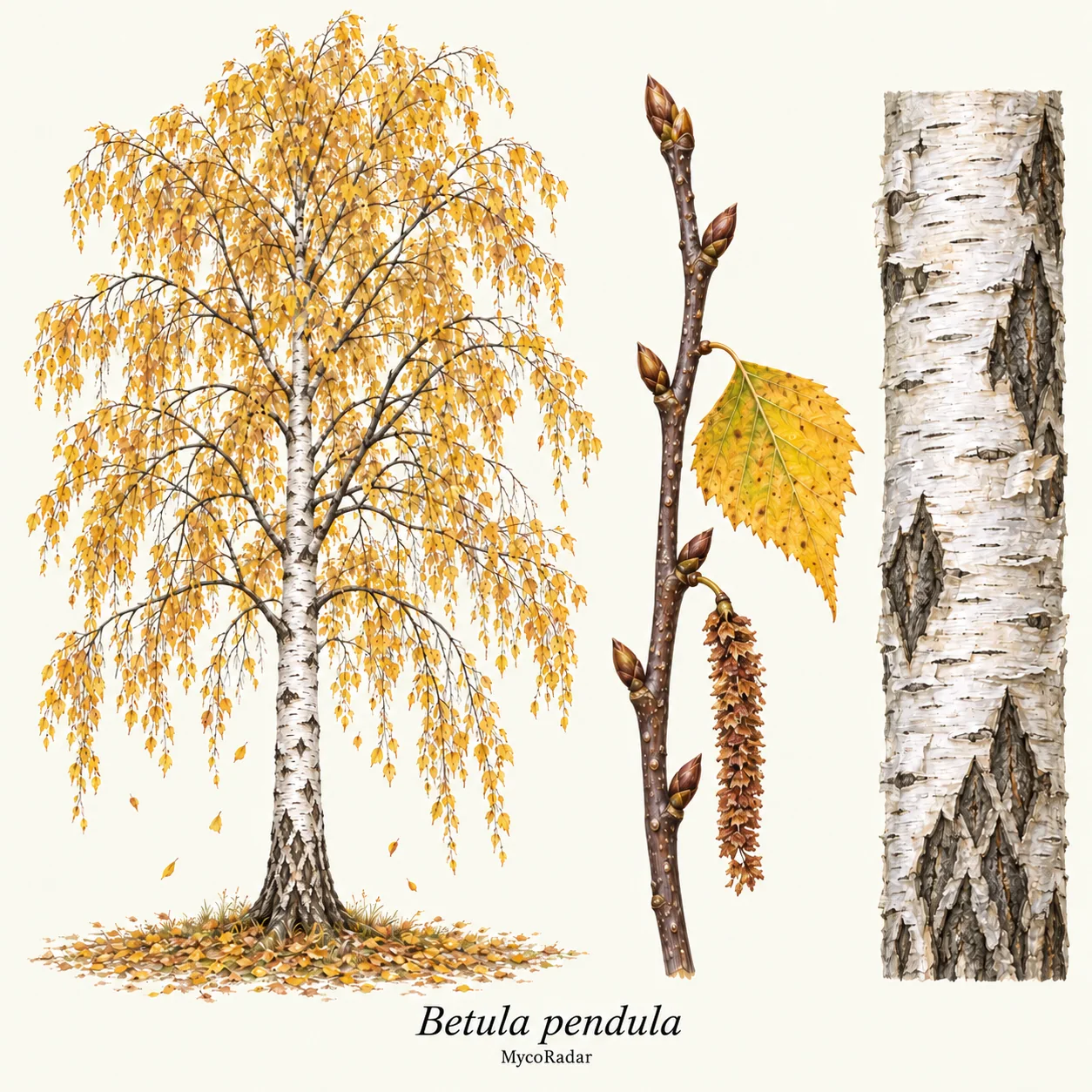 Betula pendula, پاییز